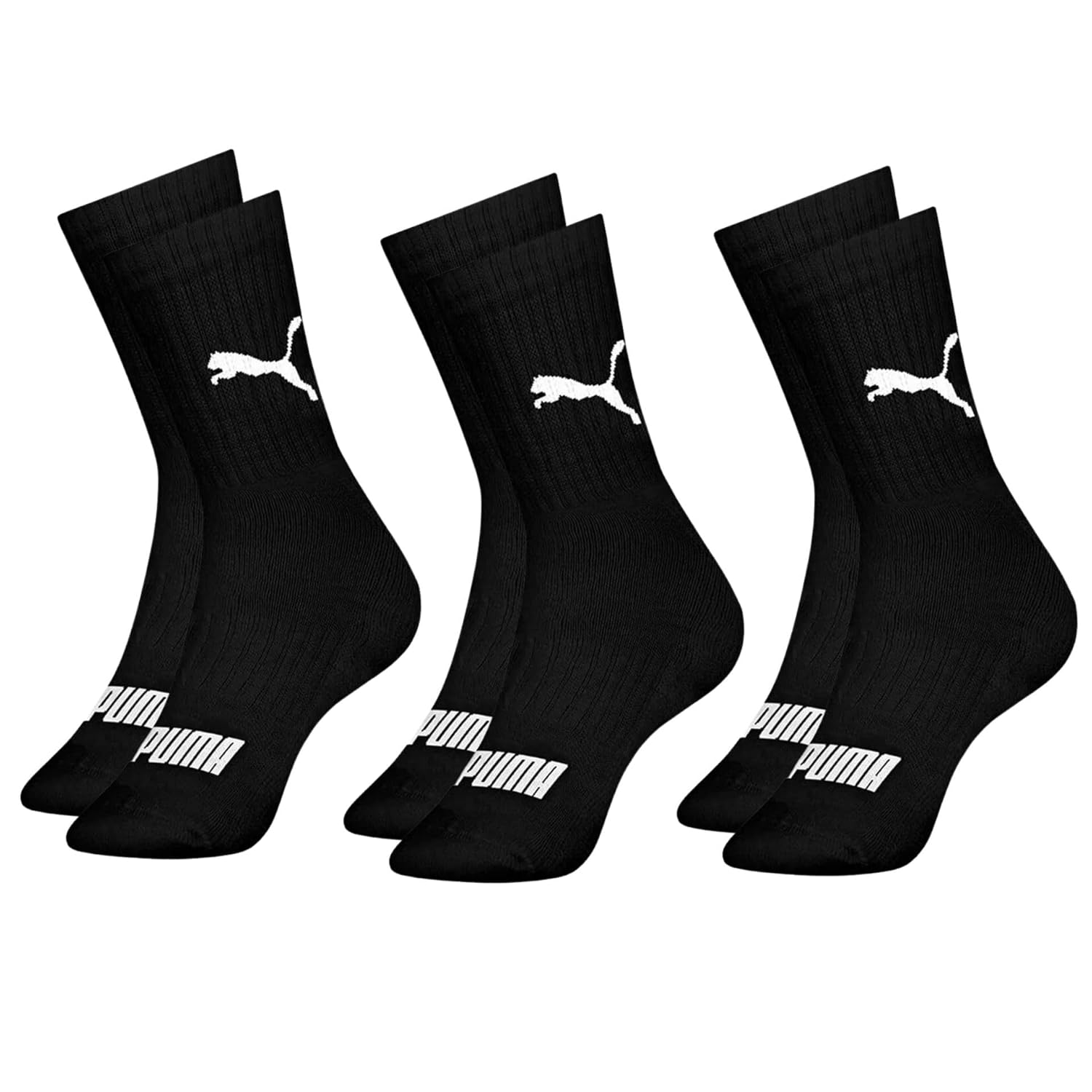 Kit 3 Pares Meia Puma Cano Médio Academia Sola Atoalhada Original