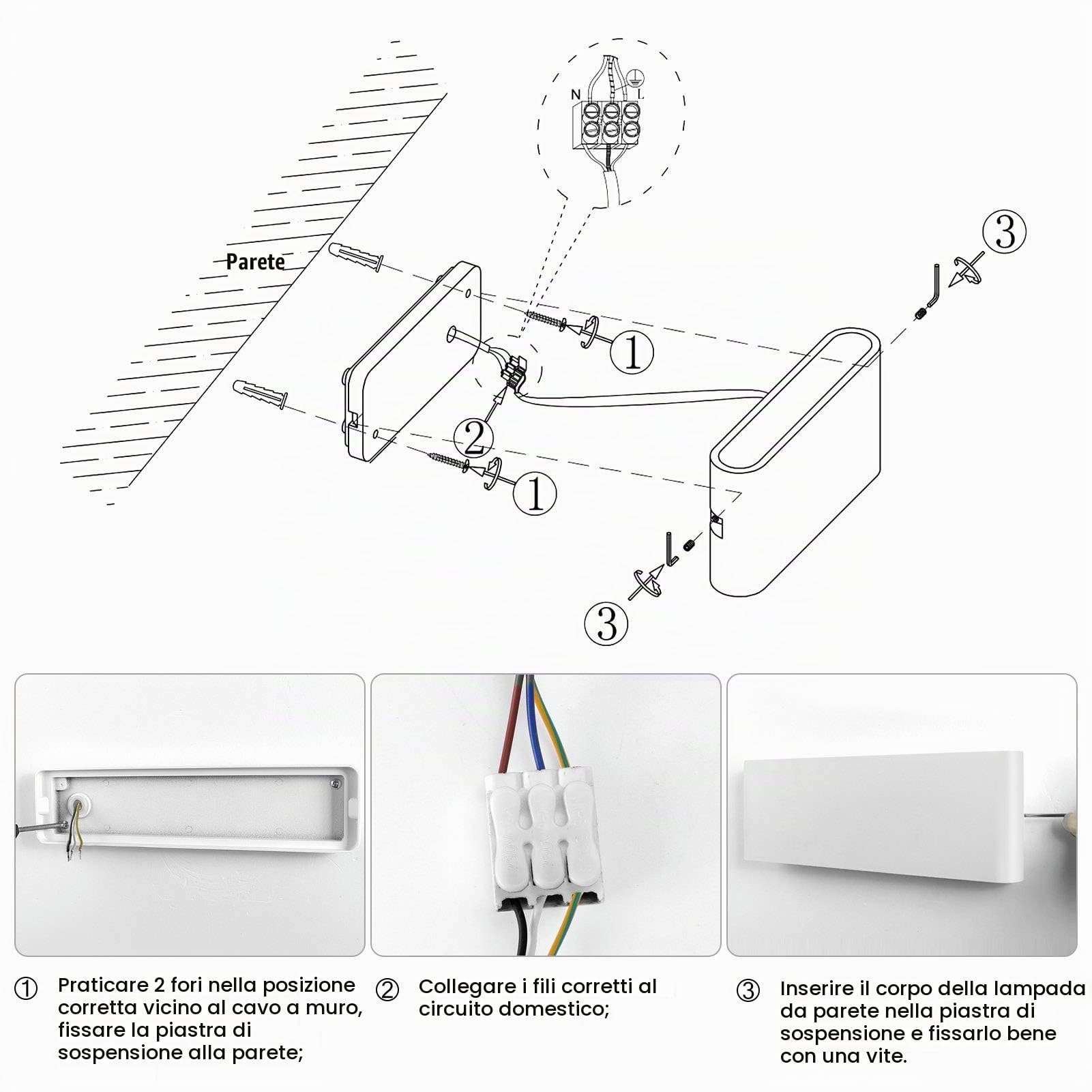 KAWELL 20W Moderno Applique da Parete LED Lampada da Parete Alluminio | Lampada da Muro Interno Esterno, Impermeabile IP65, per Camera da Letto Bagno Soggiorno Scale Portico Corridoio