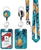 LOPIOIO Heavy Duty ID Badge Holder with Retractable Badge Reel Clip, Breakaway Lanyards, Vertical ID Card Holder for Nurses, Doctors, Teachers, Women, Men - Sea-Turtle