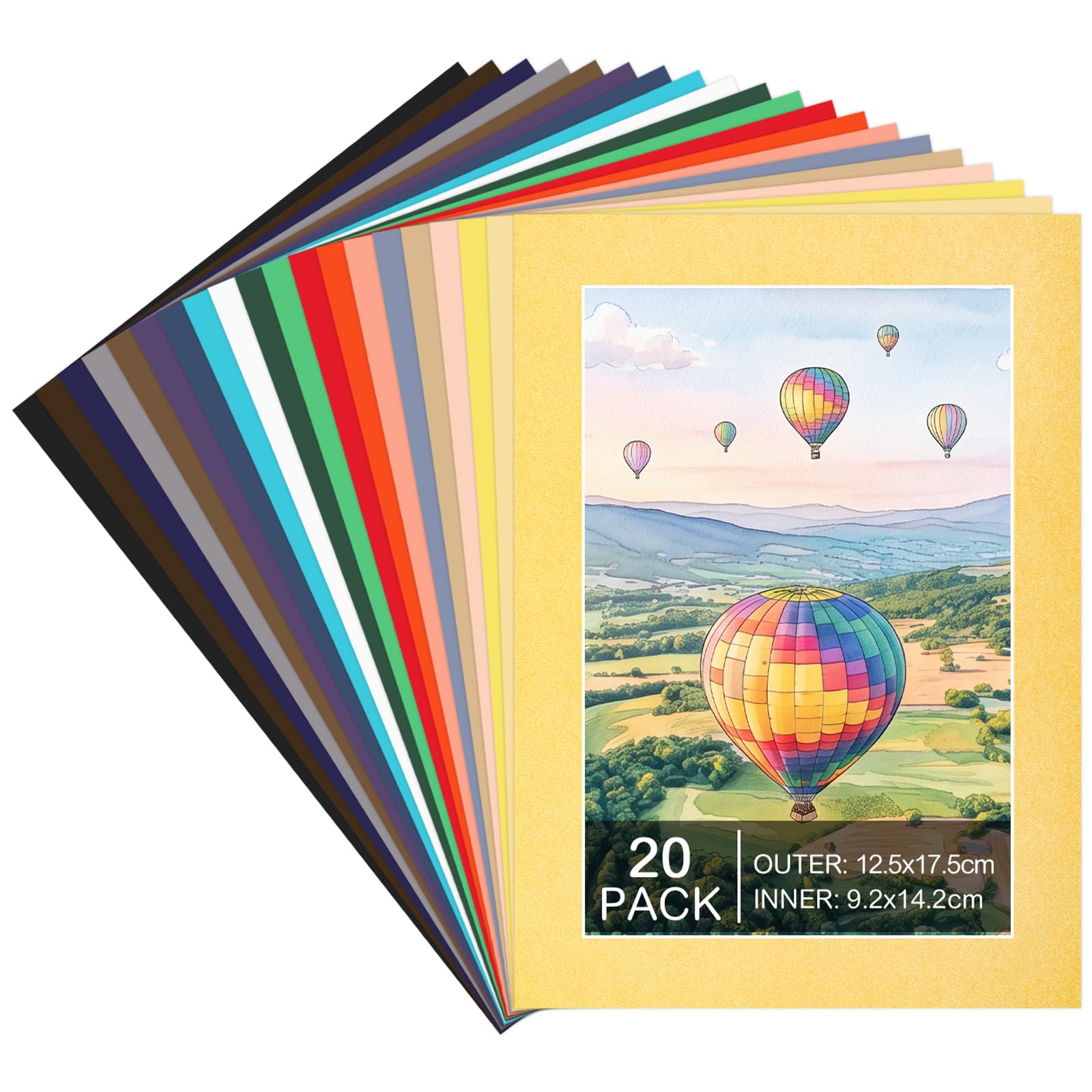 20 Pack 5x7 Picture Mats for 4x6 Photos, Mixed Colours, Bevel Cut