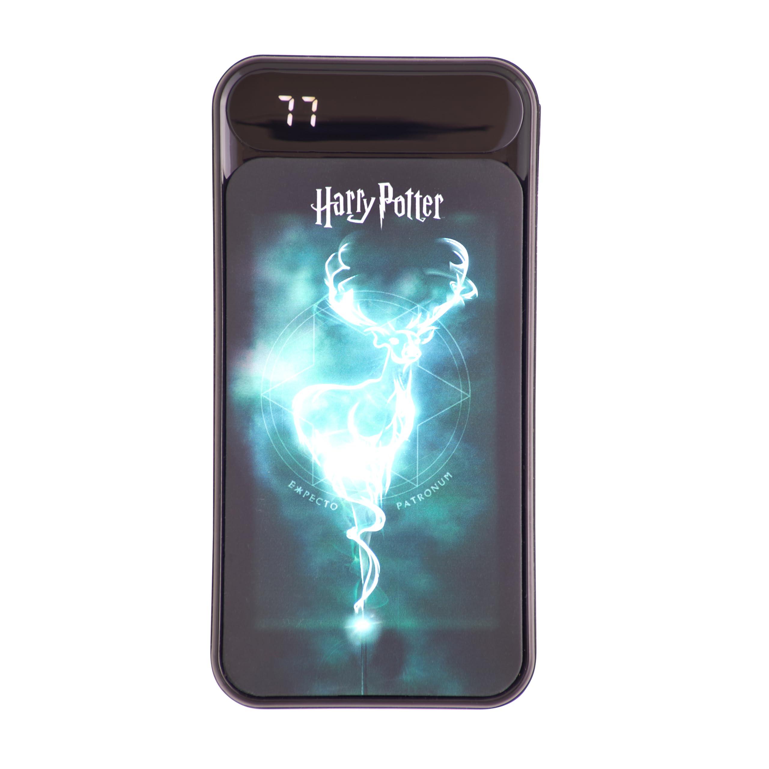 Harry Potter Batterie Externe Lumineuse de 10 000 mAh. Charge jusqu'à 2 téléphones à la Fois. Affichage LCD de l'indicateur d'alimentation. 4 Charges complètes de l'appareil en déplacement. 2 Sorties
