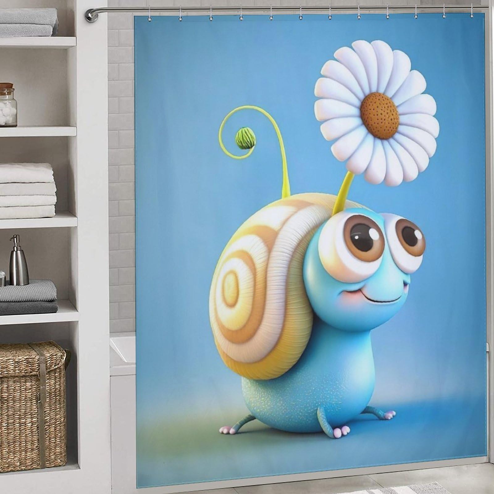 Rideau de douche escargots en polyester lavable 183x183 cm pour baignoire domestique