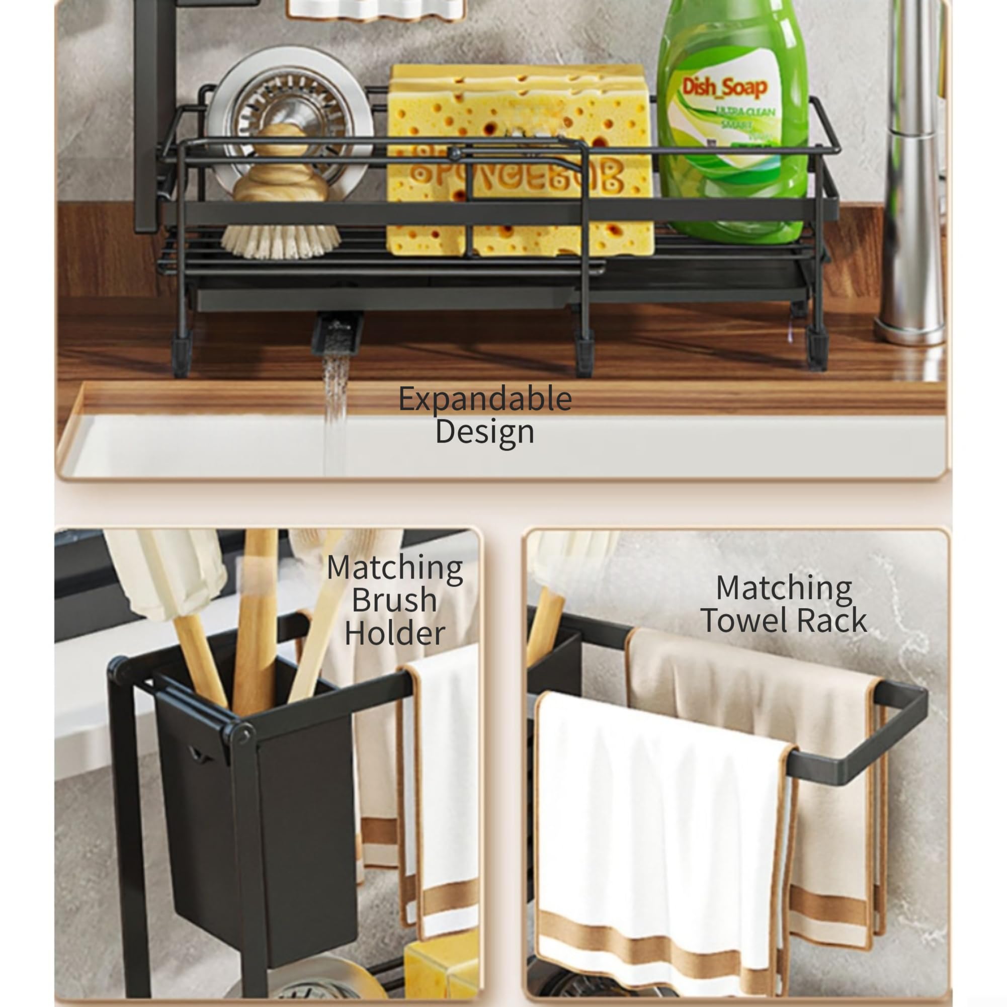 Regulowany organizer do zlewu 26-42 cm, obrotowy