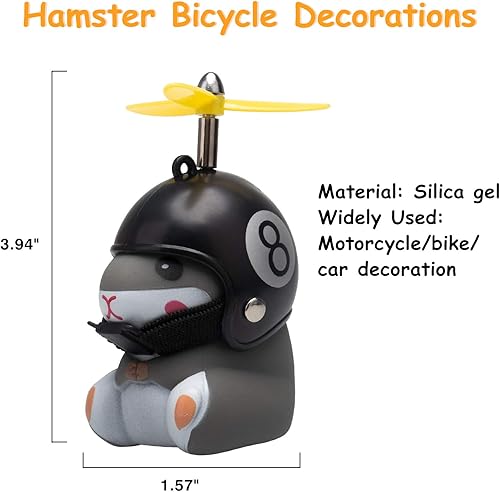 Miniatura 6 de wonuu Campana de bicicleta de pato con luz y casco, linda bocina de bicicleta de hámster, decoración de salpicadero, campanas de motocicleta,
