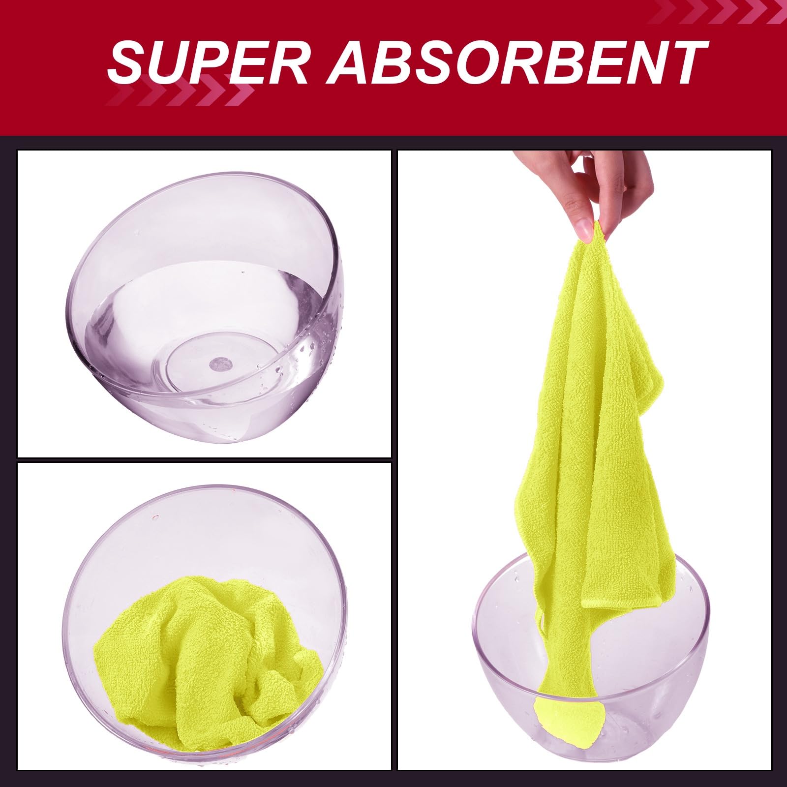 200 Pcs Microfiber Cleaning Cloth 16x16 Inch Microfiber Towels for Car Ultra Absorbent Cleaning Rags Reusable Lint Free — view 3