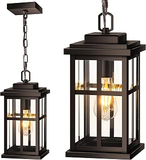 Large Outdoor Pendant Lights forPorch, Bronze Hanging Exterior Light, Outdoor Hanging Light for House, Porch, Doorway, Waterproof, Anti-Rust, 100% Aluminum