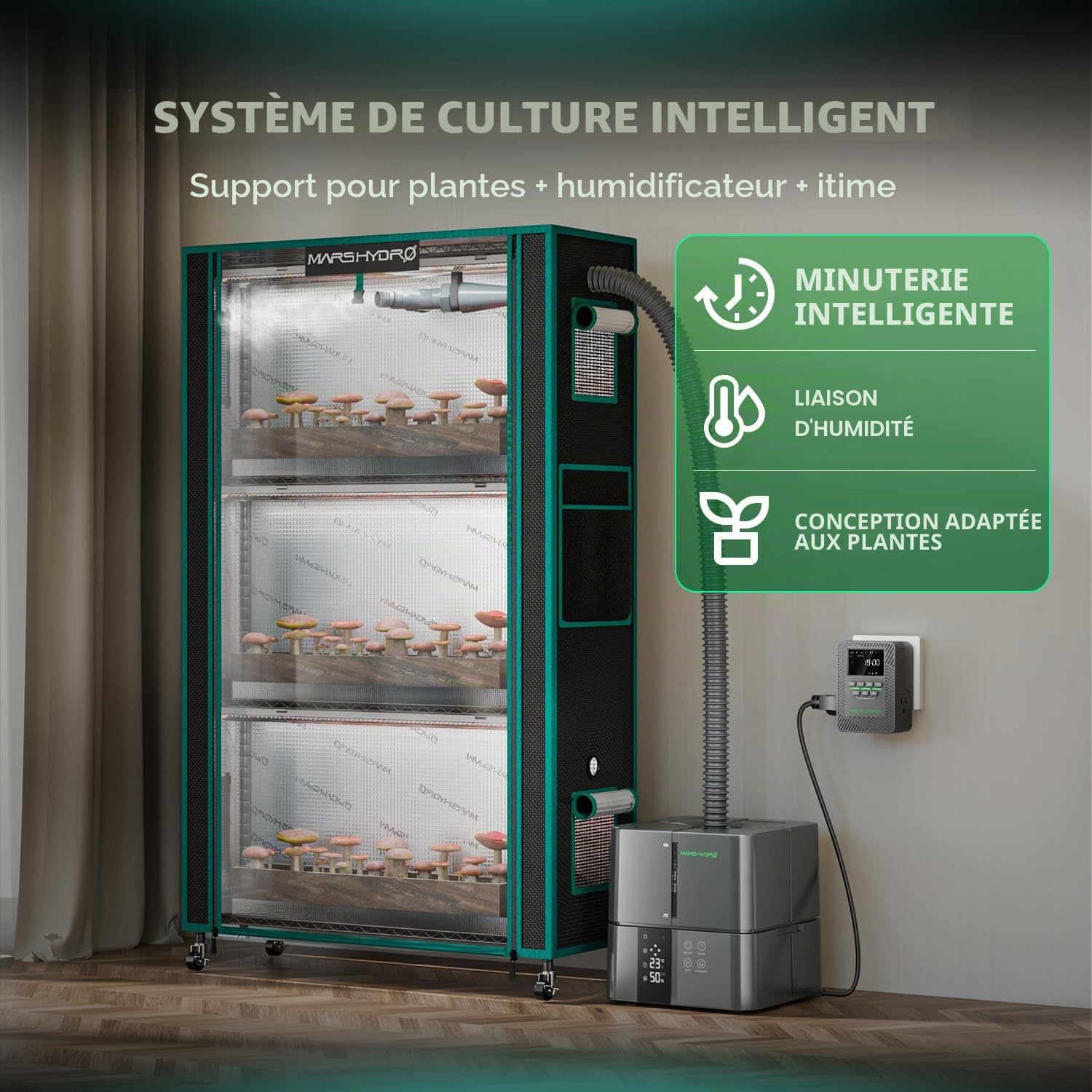 MARS HYDRO 2025 Support pour plantes avec lumières de culture, étagère pour plantes à 4 niveaux avec 6 lampes LED à spectre complet (150 W, 3 pieds) et tente de culture pour légumes, semis