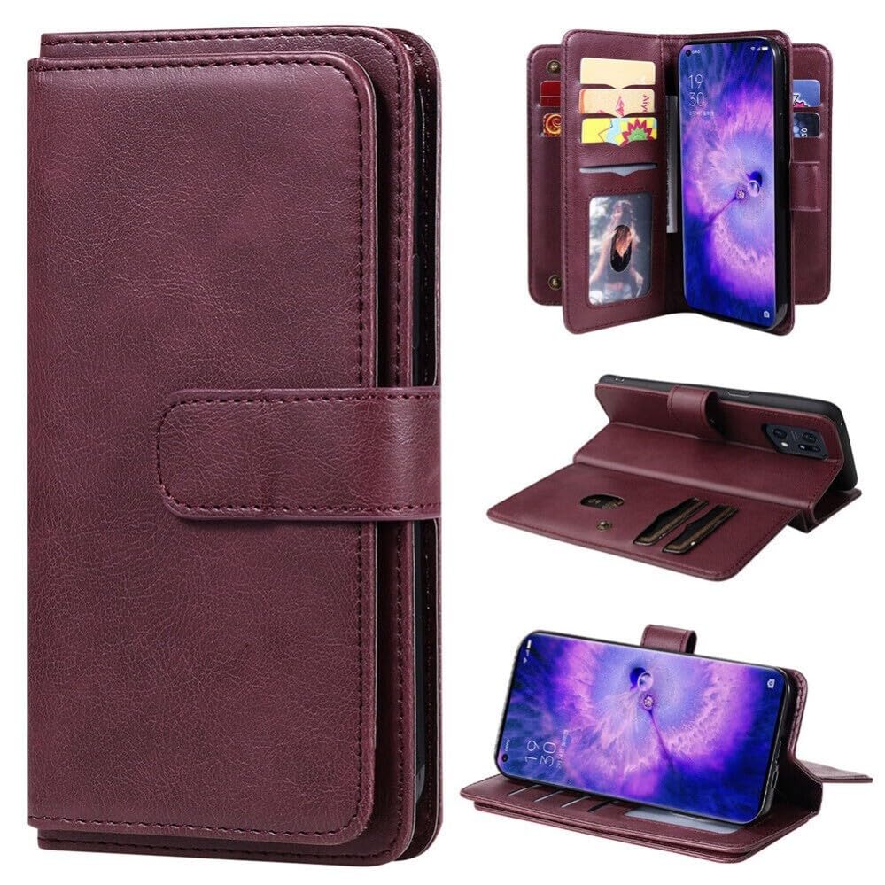 Étui Oppo A80 5G en cuir bordeaux : la housse portefeuille élégante