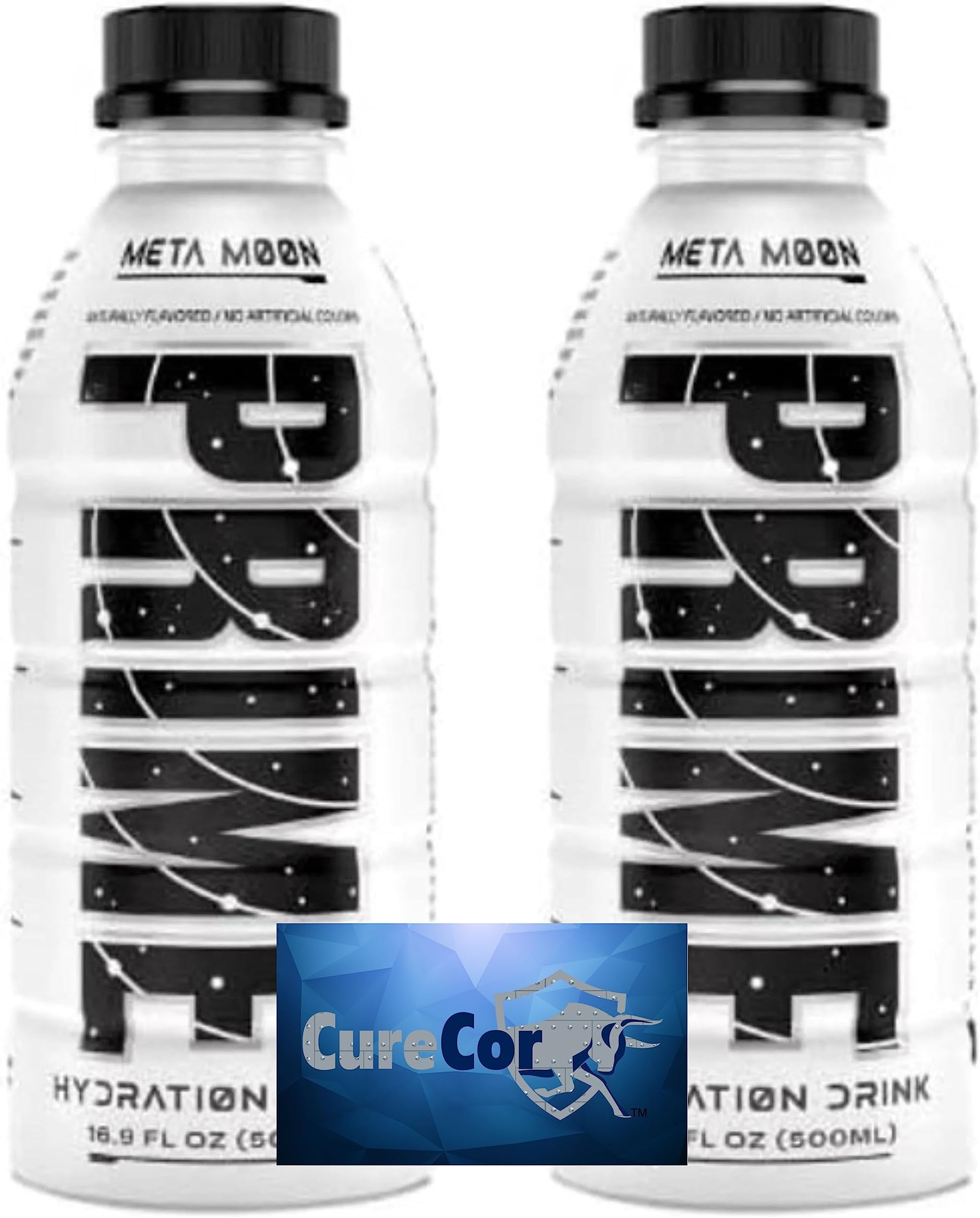 Prime-Hydration Drink - Two (2) Bottles of 16.9Fl oz Sports Drink and Electrolyte Beverage, plus CureCor Collective Sticker! (Meta Moon)
