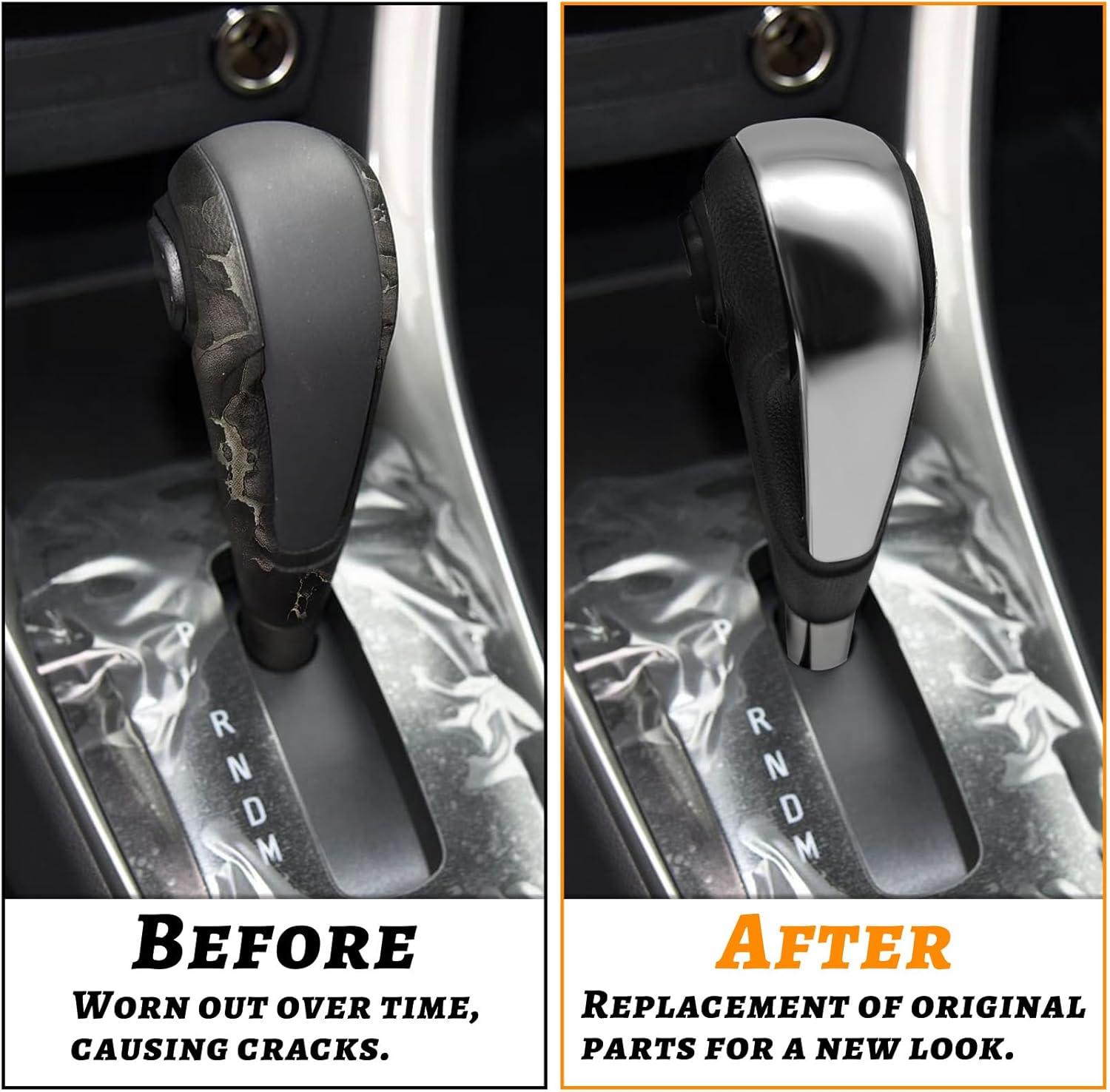 QianBao Shift Knob Compatible with Chevrolet Trax Sonic 2012-2017 ABS Gear Shift Lever Knob Head Car Interior Accessories Chrome