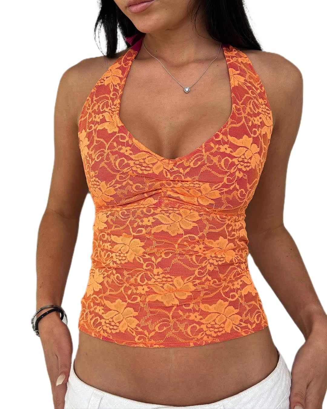 Y2K Women's Sexy Lace Backless Crop Top Summer Basic Going Out Club Streetwear Top-picture-34