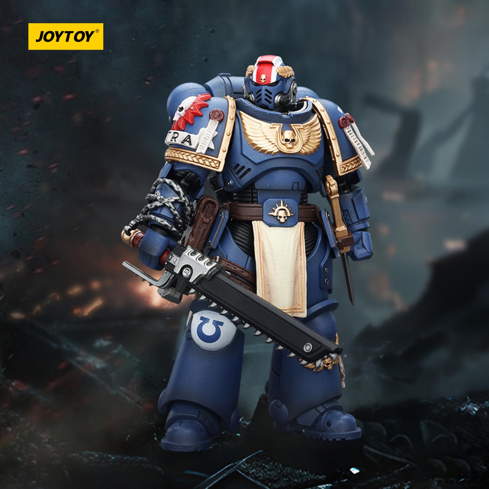 JOYTOY Warhammer 40k Ultramarines Titus con Laurels of Victory 1/18 Figura de acción Colecciona y muestra modelo