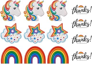 24pack Unicorn Cupcake / Desert / Food Decoration Topper Rings with Favor Stickers