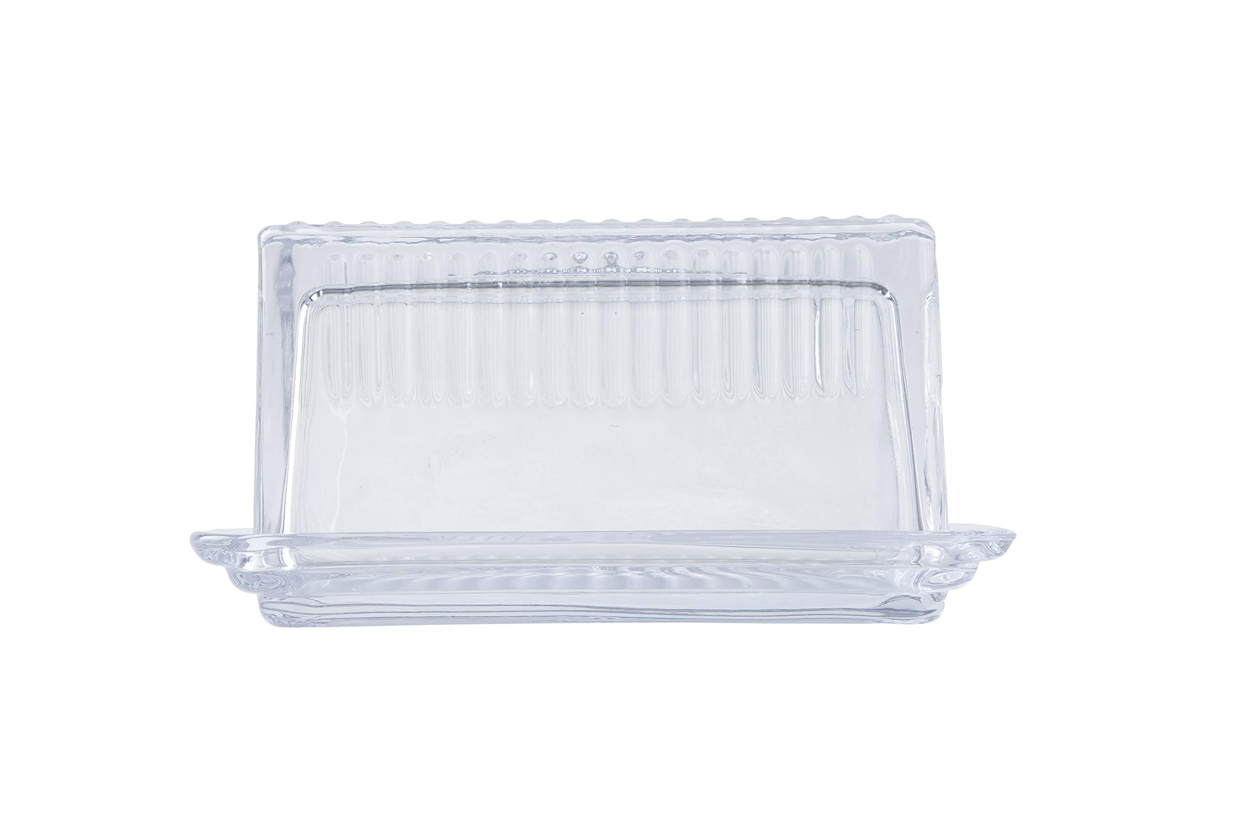 Tablecraft 10395 Plat double en verre transparent avec motif en relief 6,5 x 4 x 3,5 cm