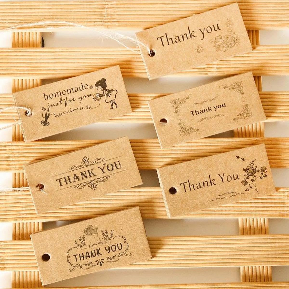 300 Stück Kraft-Geschenkanhänger, handgefertigt, Dankeschön-Hängeanhänger, Hochzeit, Party, Geschenkbox, Verpackung, Etiketten, DIY-Dekoration, Nähen, Kleidungsanhänger, handgefertigt