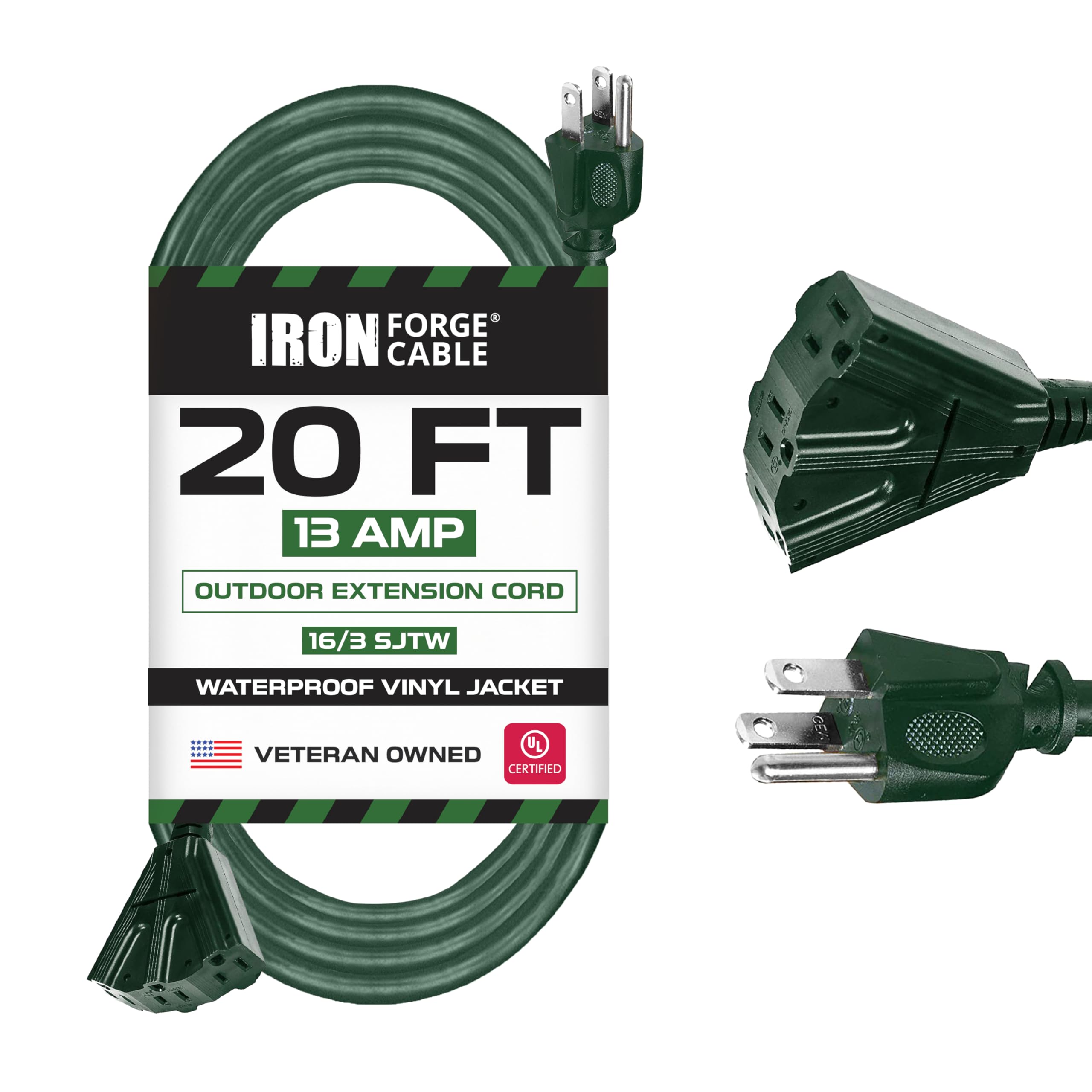 Iron Forge Cable 20ft Green 16/3 Extension Cord