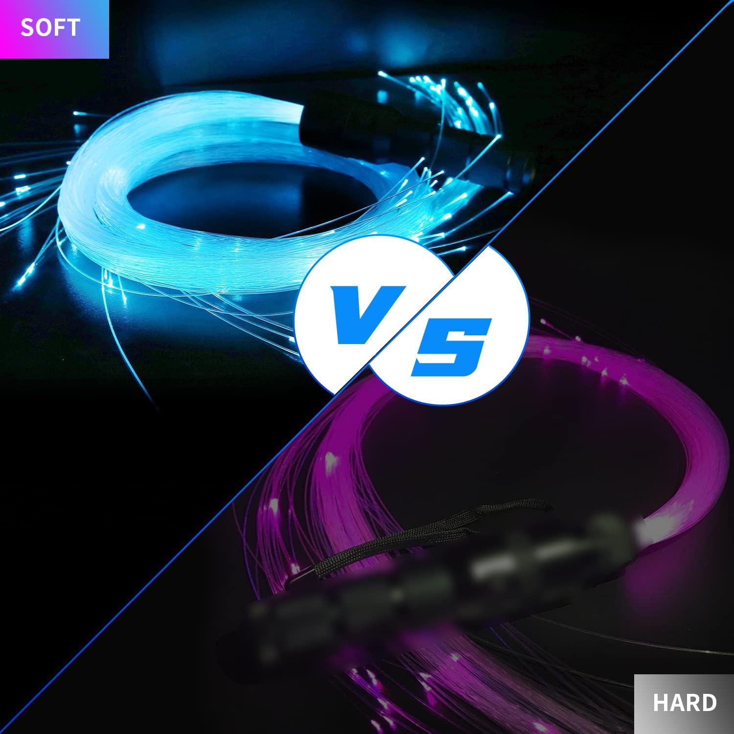 AMKI Fiber Optic Whip, Dance Flow Pixel Whip Super Bright Light Up Rave Toy 40 Color Effects Mode Battery Power 360° Swivel Space Whip for Dancing Parties Light Shows EDM Music Festivals