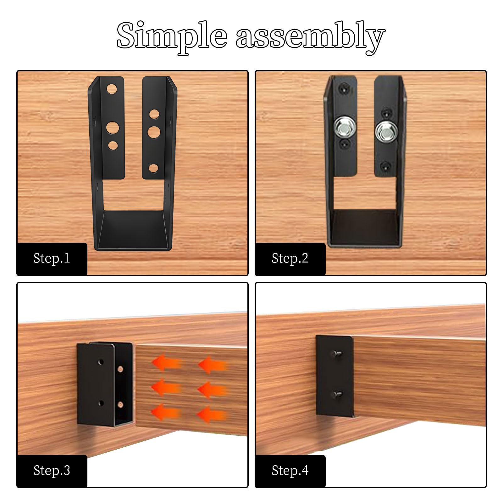 12 ganci per travi nascosti, flange nascoste da 5,1 x 10,2 cm, con viti, in acciaio Q235B verniciato a polvere, per travi, altalene, corrimano, recinzione