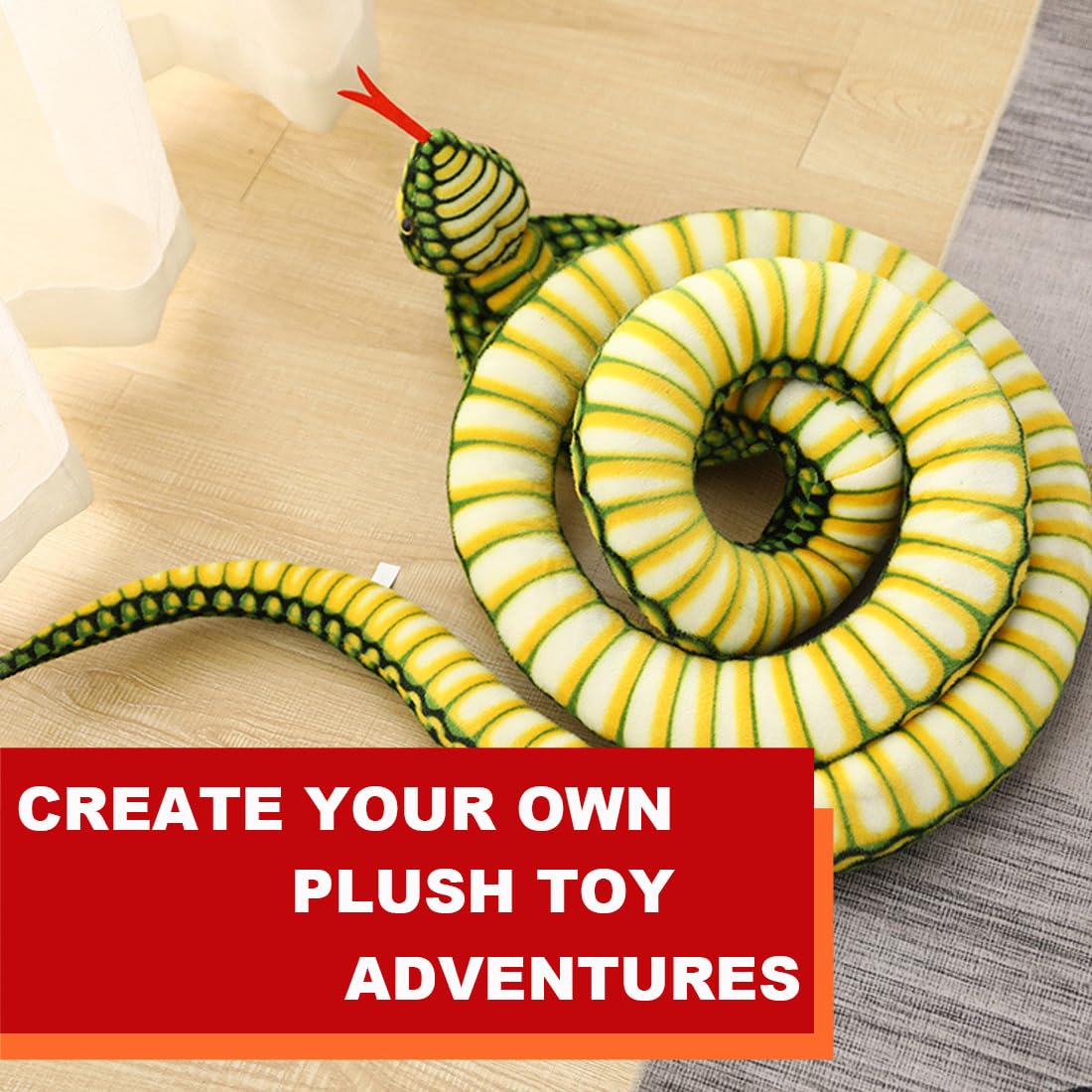 ELAINREN Ultra-Soft Green Cobra Plush Pillow Realistic Super Long Snake Stuffed Animals Toy Large Qamra The Queen Cobra Stuff Python Plushie Doll Gifts/94.5''