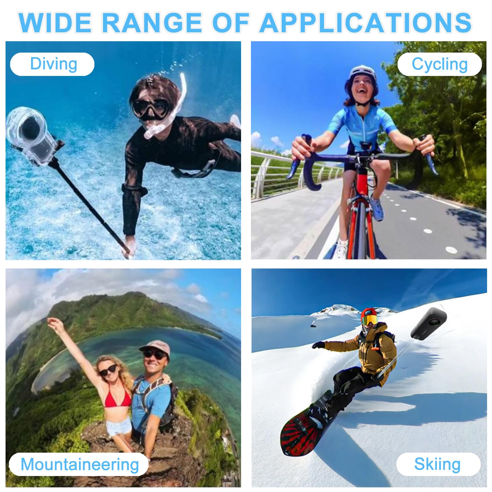 TELESIN Selfie Stick Longue Perche Invisible pour GoPro Insta360 (120 cm/47,2 Pouces), Monopode