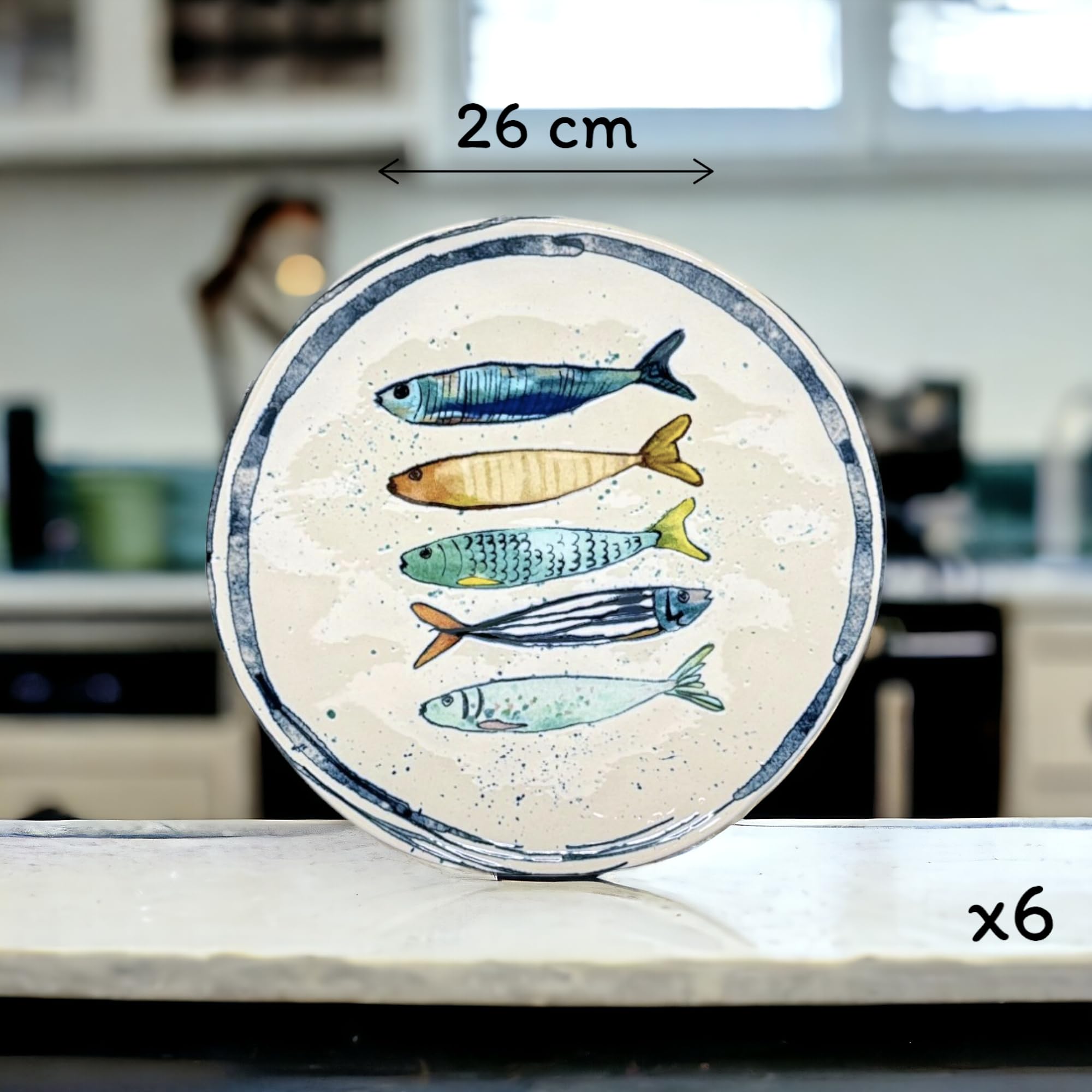 La Mediterránea Stoviglie 18 Pezzi, Per 6 Persone; 6 Piani Grandi 26 Cm; 6 Dessert 20 Cm; 6 Fondi Zuppa o Insalata 20 x 5 Cm