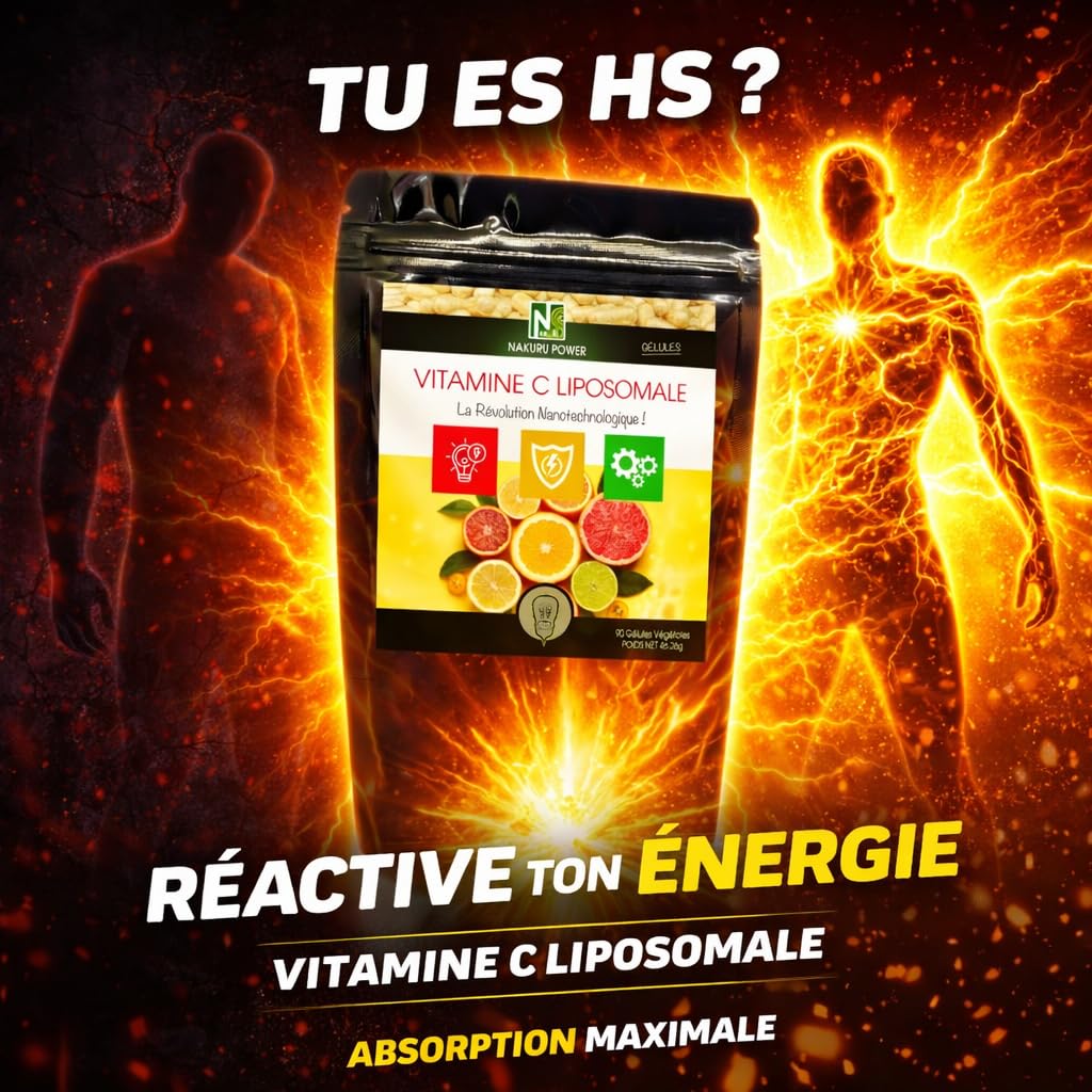 NAKURU | Vitamine C Liposomale | NAKURU Power | Fabriqué en France | "La Révolution Nanotechnologique !" | (500 Gélules Végétales de 514mg / Poids Net: 257g)