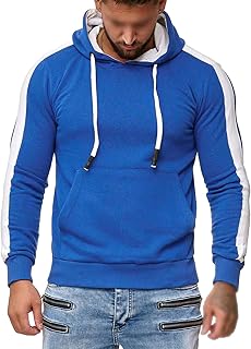OULIWANGLUO Men's Long Sleeve Casual Stitching Pocket Hoodie Cotton-Blend Sweatshirt Hoodie Sweatshirt with Pockets