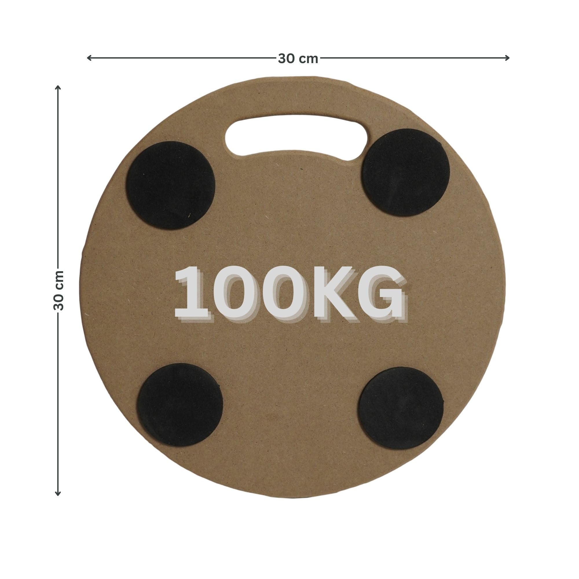Mega Deal 2X Profi Chariot à roulettes avec 4 roulettes | Rond | HxLxP 11x30x30 cm | Capacité de Charge 100kg | Panneau de Bois MDF | Marron