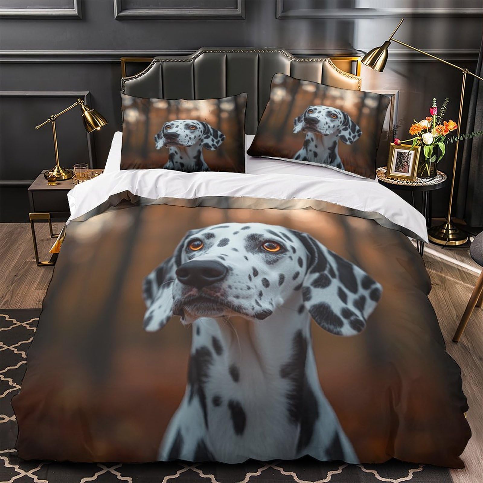 Housse de couette dalmatien imprimé 3D haute définition microfibre premium