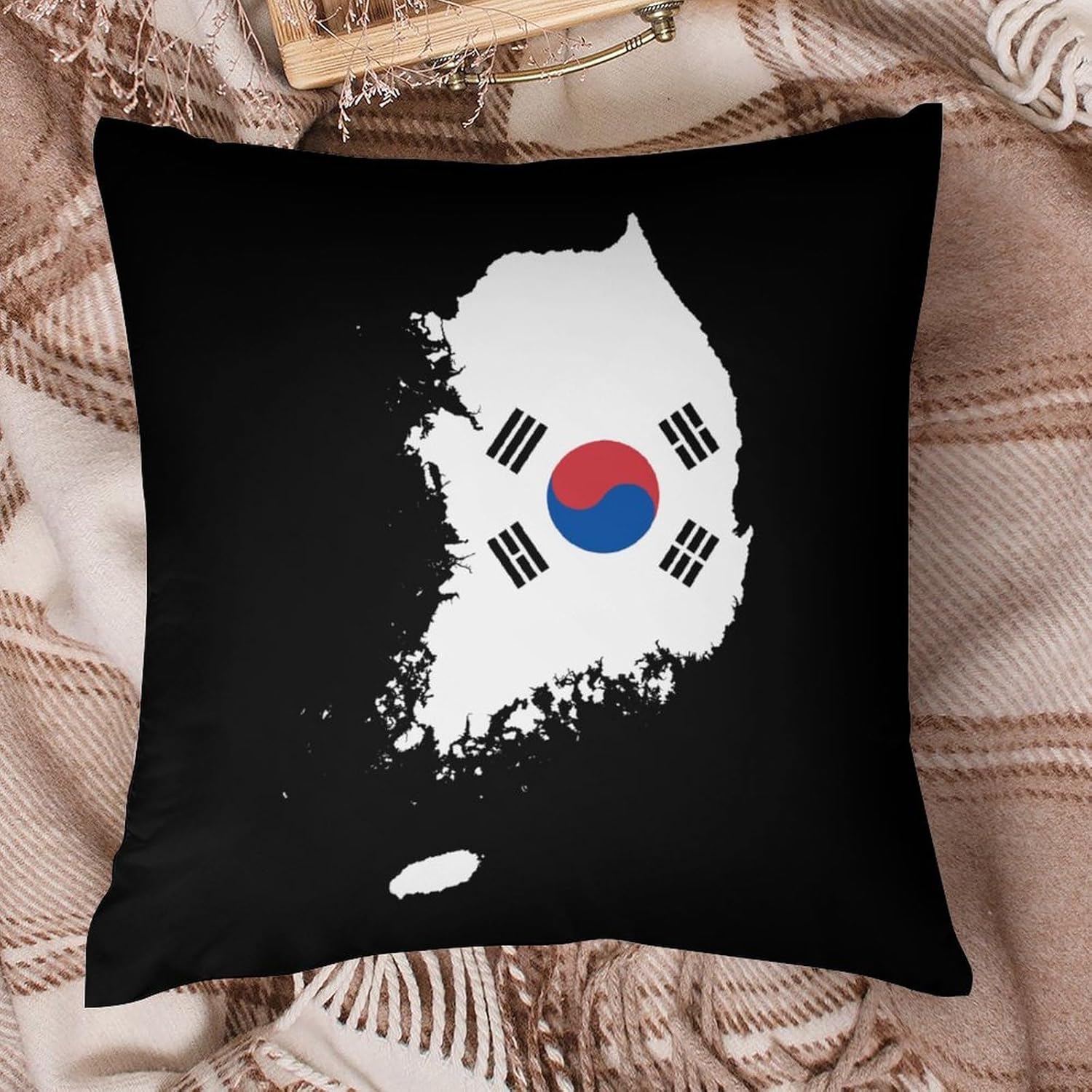 South Korea Flag Map Printed Throw Pillow Case 4 Pcs Soft Pillowcases Pillows Covers Sofa Bed Decor 12/14/16/17/18/20/22/24/32 Inches