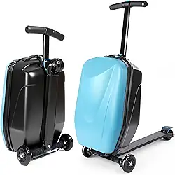 Mala de transporte para crianças de 4 a 15 anos, multifuncional, leve, com rodas, Uma cor, Blue