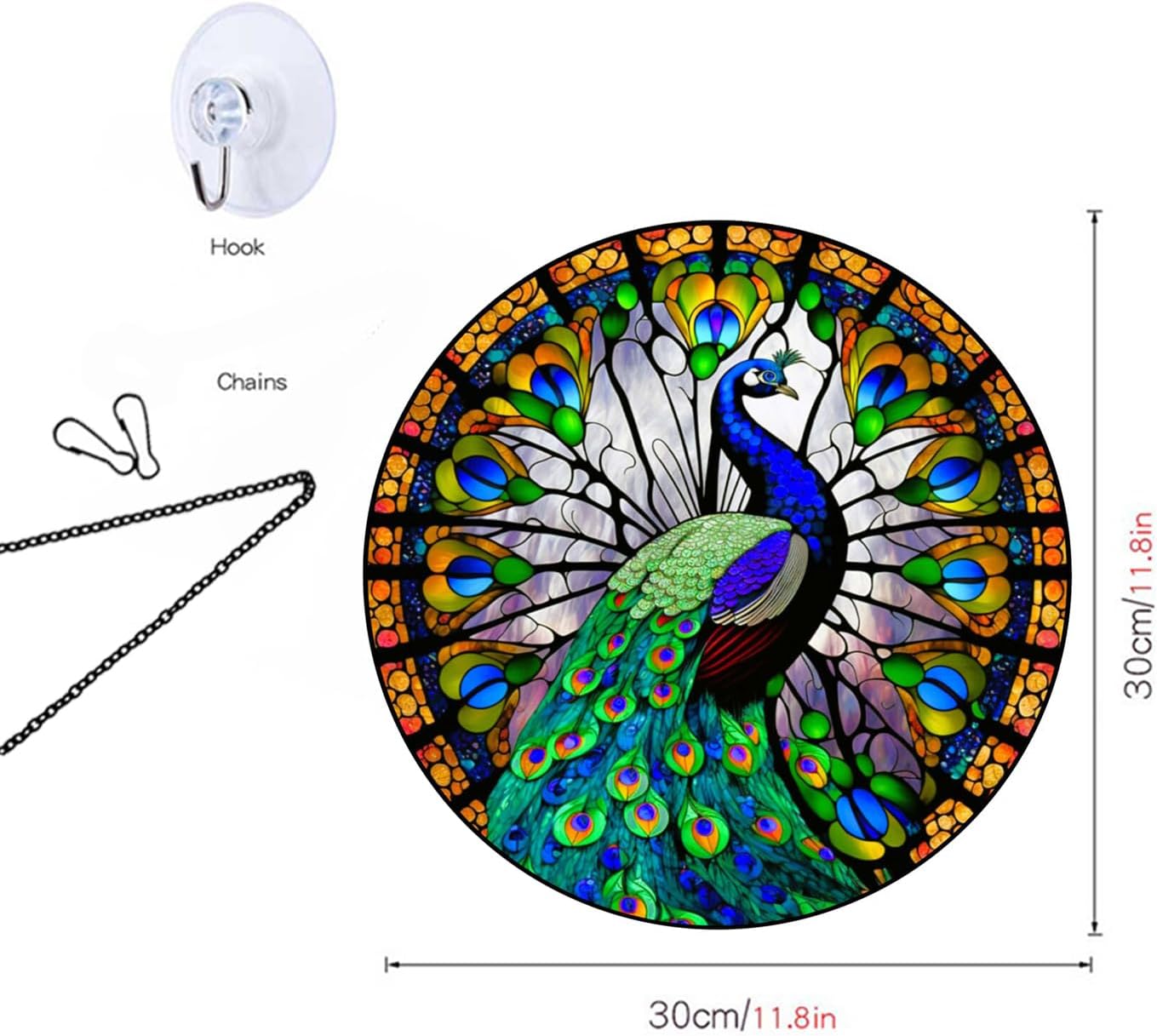 MATIHAY Peacock Acrylic Window Hanging, Wall Decor for Nursery, Baby Room, Birthday Party, Mother's Day, Housewarming Gift (Large)