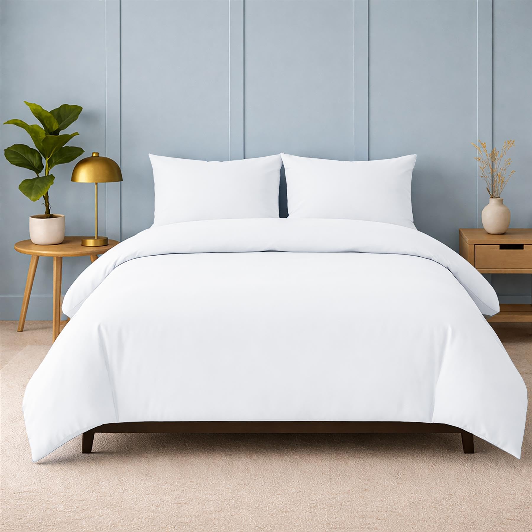 Adore Home Double Duvet Cover Set Blue Plain Dyed Microfibre Bedding Soft Easy Care All Season Includes Pillowcases