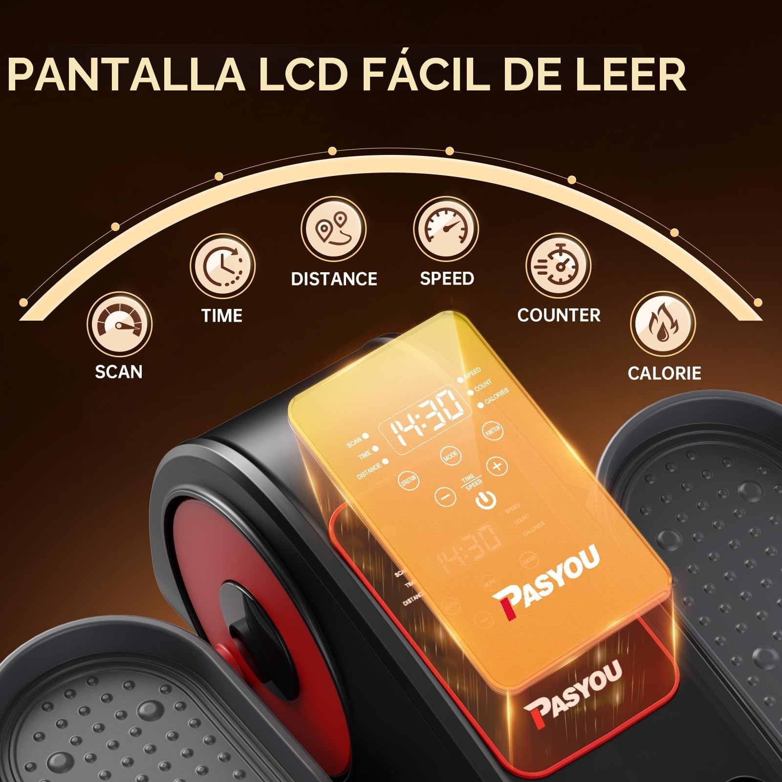 Pasyou Mini Elíptica Eléctrica, Pedaleador Electrico, Máquina Elíptica Bajo Escritorio, Ejercitador De Pedales para Piernas Y Pies para Personas Mayores, 12 Velocidades Ajustables, con Control Remoto