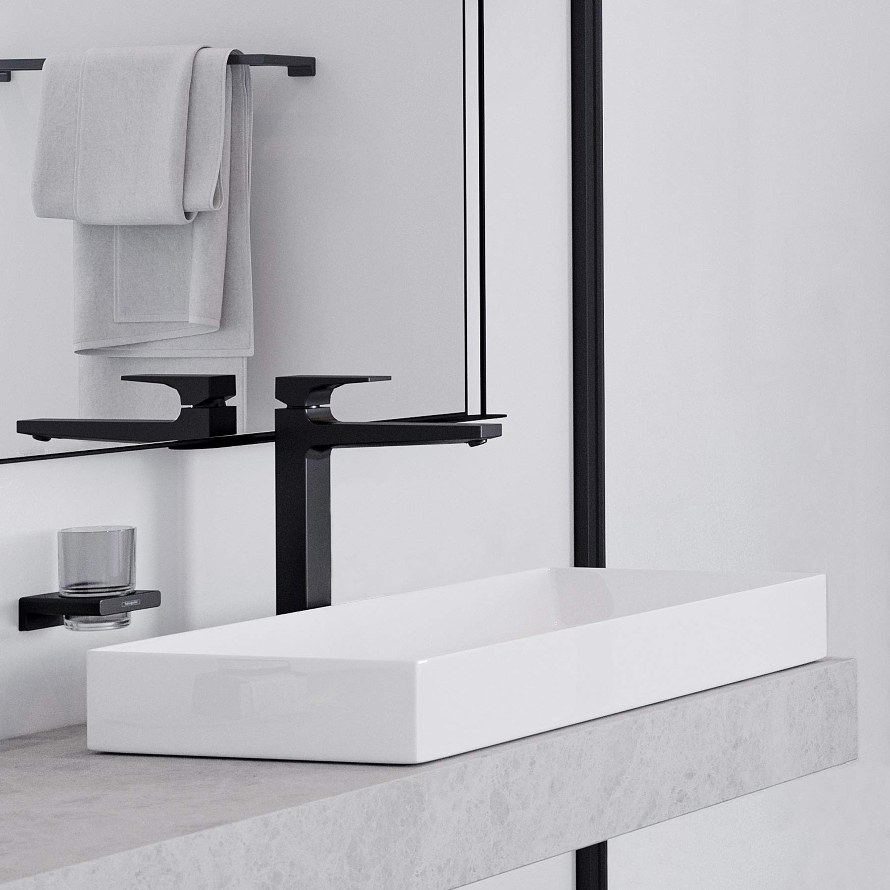 hansgrohe Metropol Mitigeur de lavabo 260 poignée manette, bonde Push-Open, noir mat, 32512670