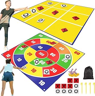 2-in-1 Giant Bean Bag Toss & Large Tic Tac Toe Outdoor Games for Kids Ad...