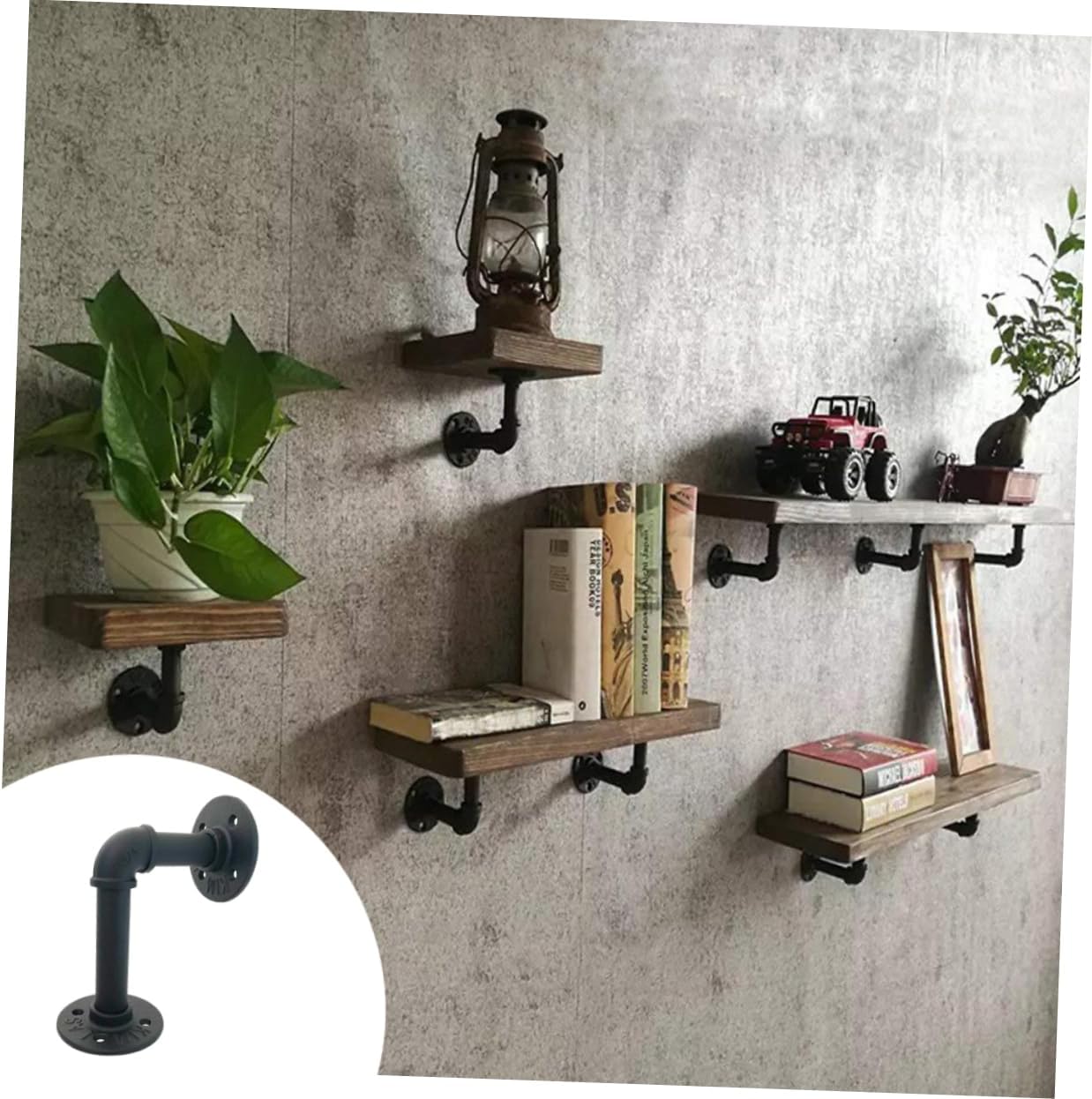 2Pcs Industrial Iron Floating Shelf Bracket Wall Mounted Flange Shelf Support for Wood Board Rack Durable for Home and Garden Decor