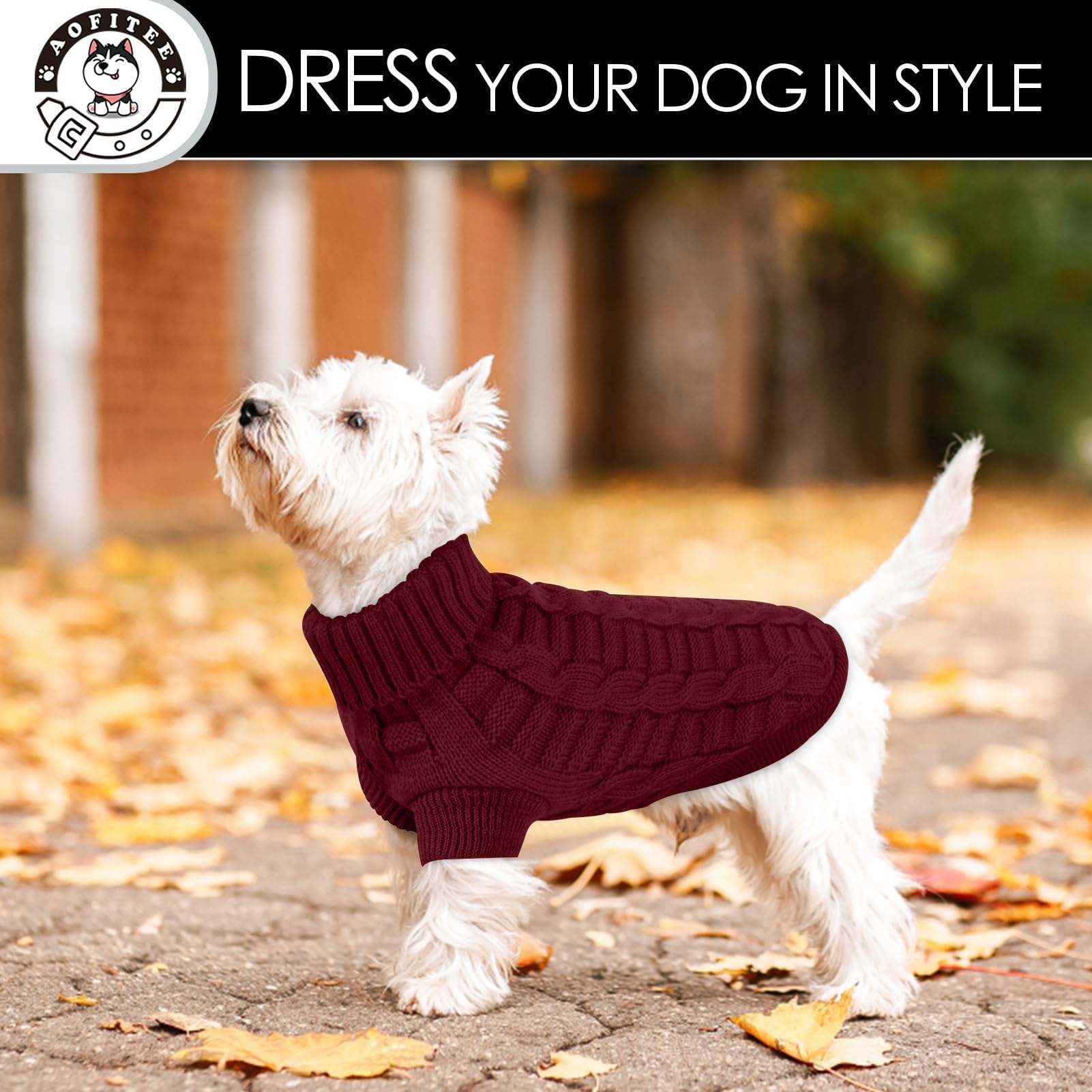 AOFITEE Hundepullover – Gestrickt, Rollkragen, Für Kleine Hunde, Winter & Weihnachten