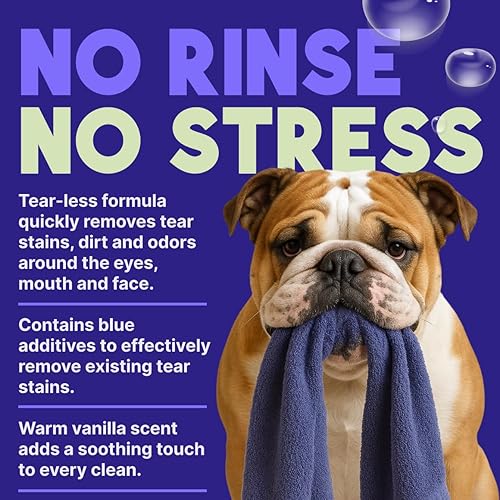 Miniatura 4 de TropiClean Cálido removedor de manchas de vainilla para perros, facial de arándanos sin lágrimas para perros, ideal para perros blancos y todos los