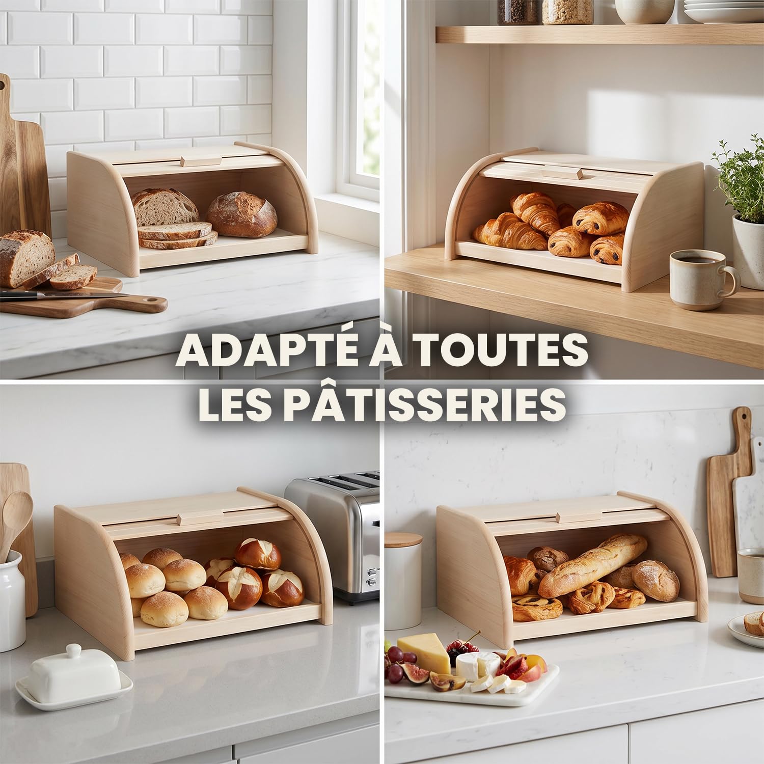 Boite à Pain Bois avec Grande Ouverture 39 x 29 x 17,5 cm