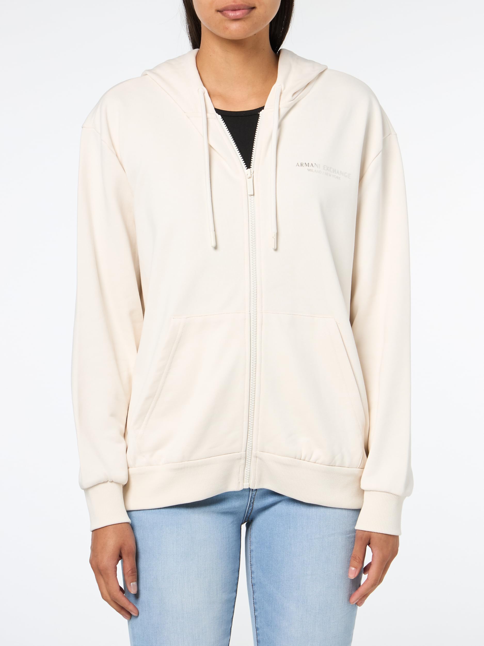Armani Exchange Laced-up Hood Side Milano-New York Logo Felpa con Cappuccio Donna