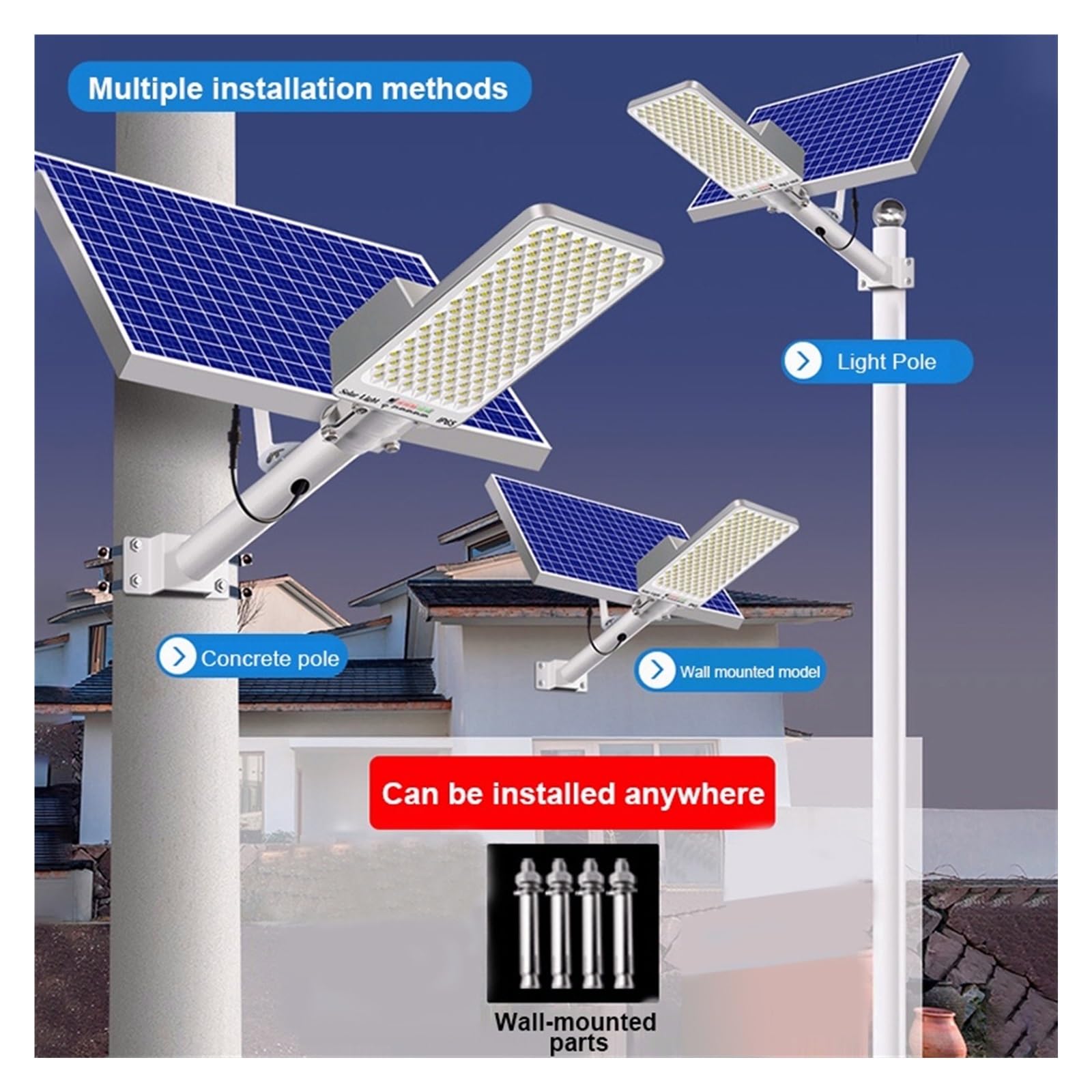 Lampy solarne, 200W Mocne lampy słoneczne Ogród na zewnątrz Dom Oświetlenie podwórka Kinkiet Panel zewnętrzny Wodoodporna lampa uliczna ogrodowa do ogrodzenia, drzwi, garażu, podwórka