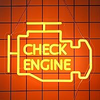 Goneons Check Engine Neon Sign - Dimmable USB LED Garage Wall Decor for Man Cave, Car Shop, Game Room, Party - 13.7x10 Inch Flexible Light