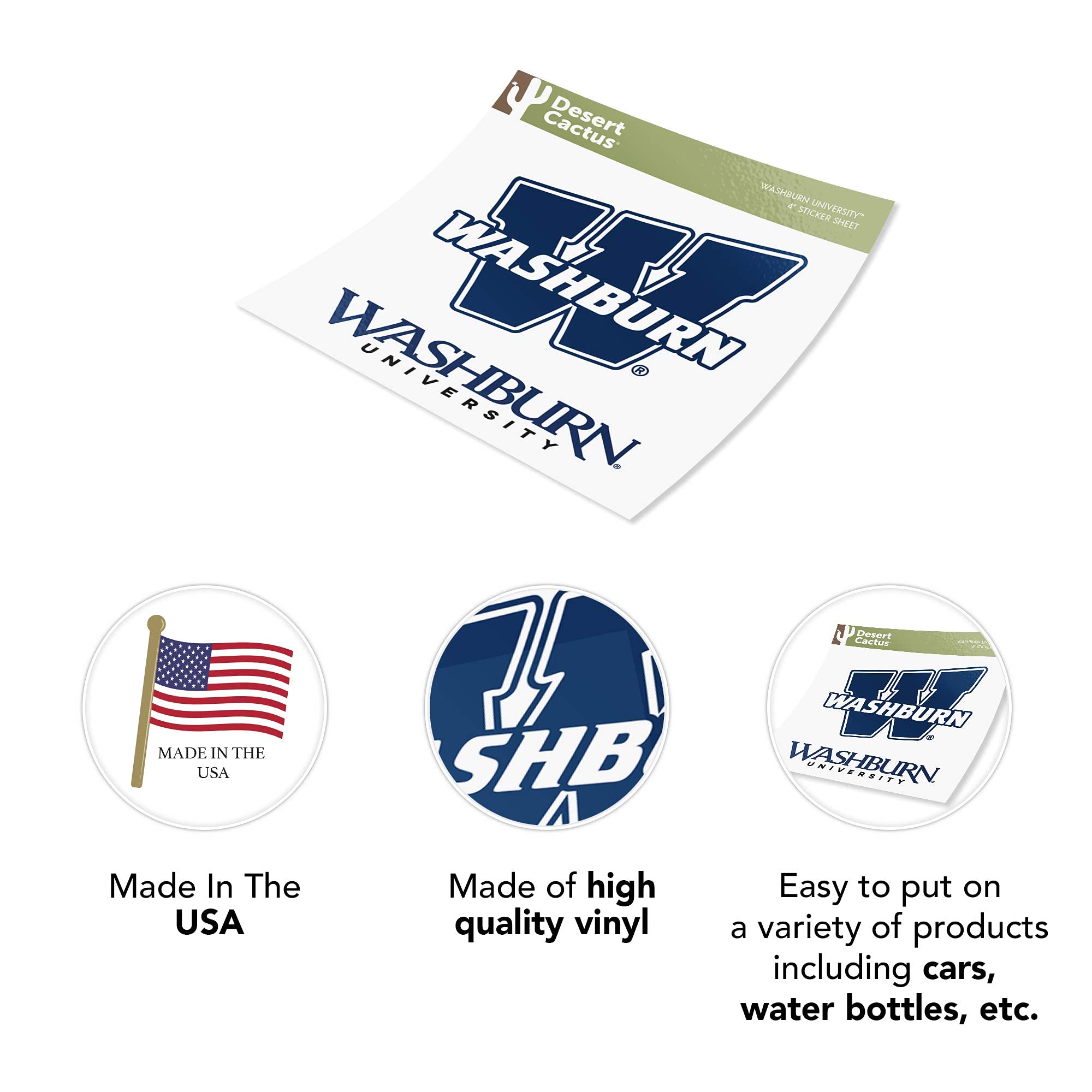 Desert Cactus Villanova University Vinyl Sticker Decal - 4 Inch Set, Officially Licensed, For Laptop & Car