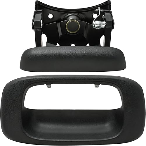 DEAL AUTO ELECTRIC PARTS 1 manija y biselcubierta para portón trasero de caja de camioneta negra texturizada (incluye clips de barra) kit de