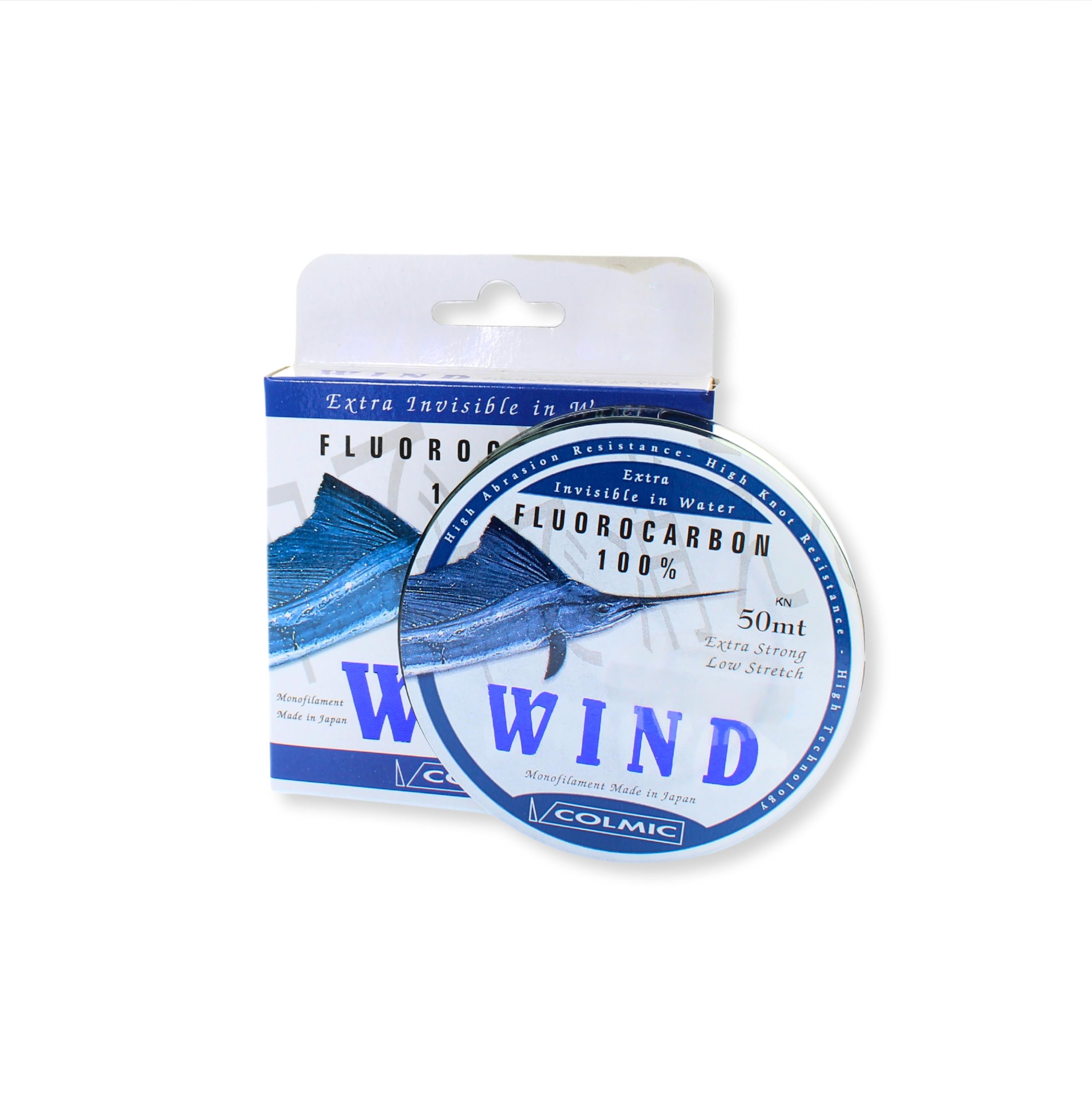 Colmic – Hilo Fluorocarbono Wind 100% Invisible en el Agua – Bobina de 50 m – Alta Resistencia, Low Stretch, Extra Strong – Fabricado en Japón – Ideal para Pesca en mar y Agua Dulce