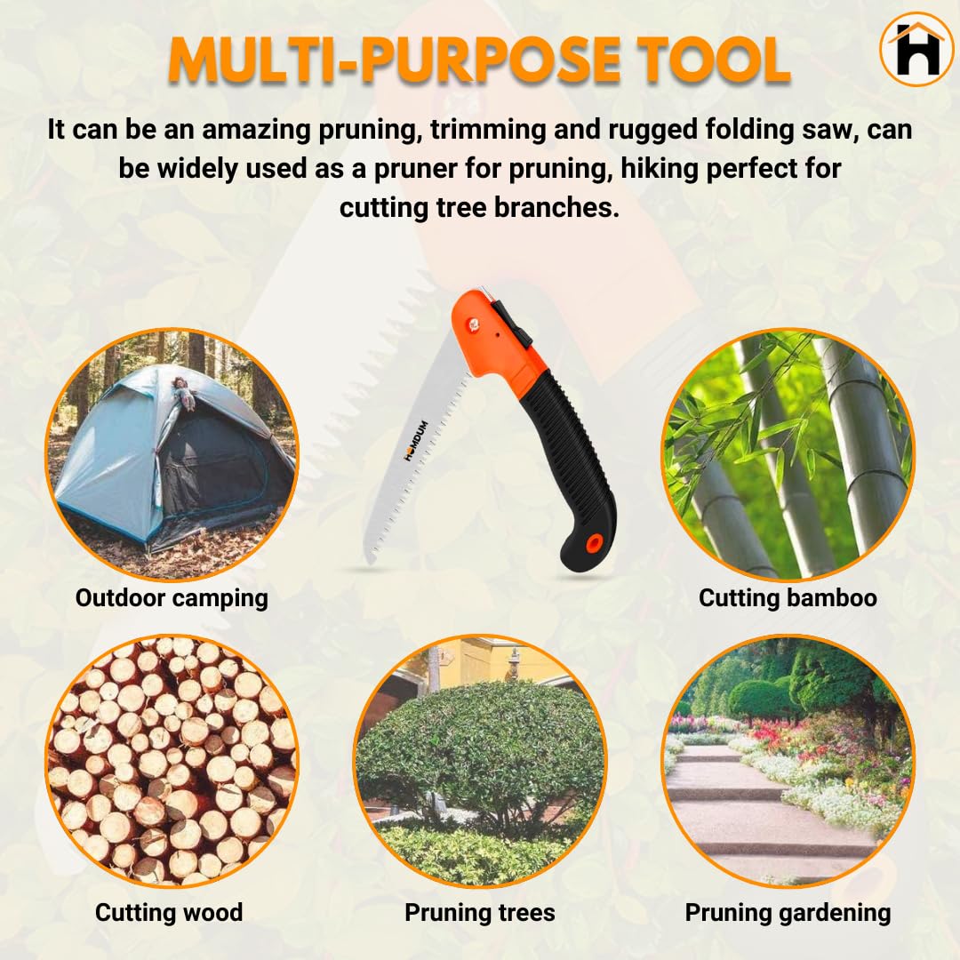 Homdum Folding Pruning Gardening Hand Saw with Secure Lock for Camping, Wood Cutting Tree Branch 4