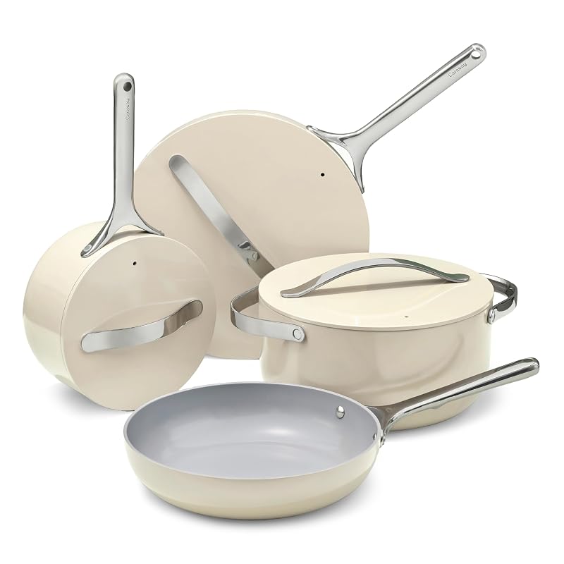 Caraway 12-Piece Non-Stick Ceramic Cookware Set Cream 12pc Set