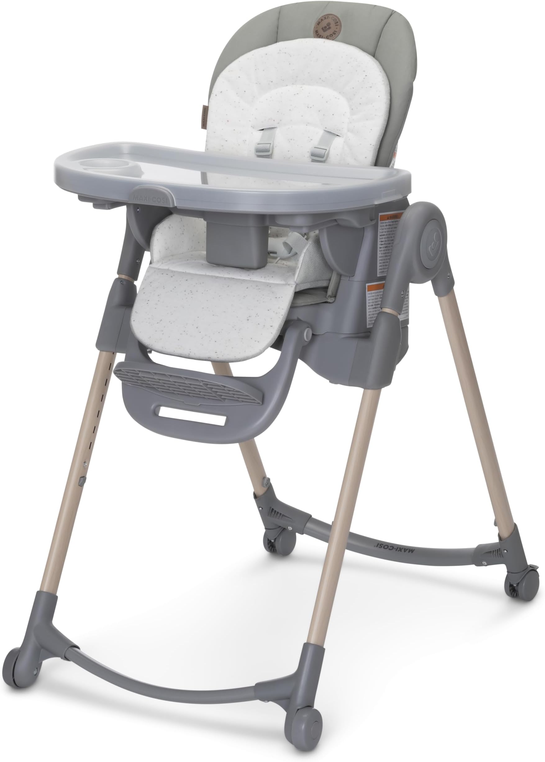 Minla 6-in-1 High Chair for Babies & Toddlers, Portable Foldable Highchair, EcoCare Fabric, 9 Heights, 5 Reclines, 4 Tray Positions, Classic Green