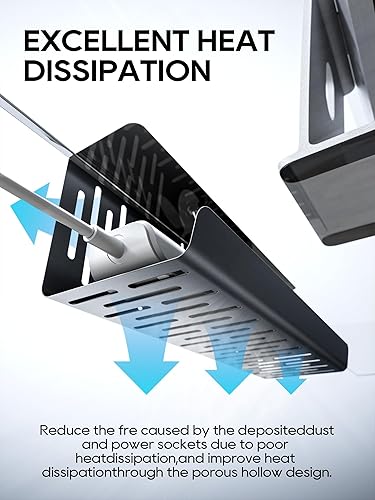 Miniatura 5 de NODOCA Bandeja de gestión de cables para debajo del escritorio sin perforación, gestión de cables de 14'', abrazadera sin perforaciones, bandeja de